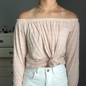 Pink Off the Shoulder Long Sleeve Hollister  Top